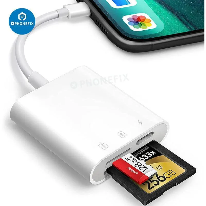 Lettore di schede SD MicroSD 3 in 1 per fotocamere, iPad, iPhone, adattatore USB