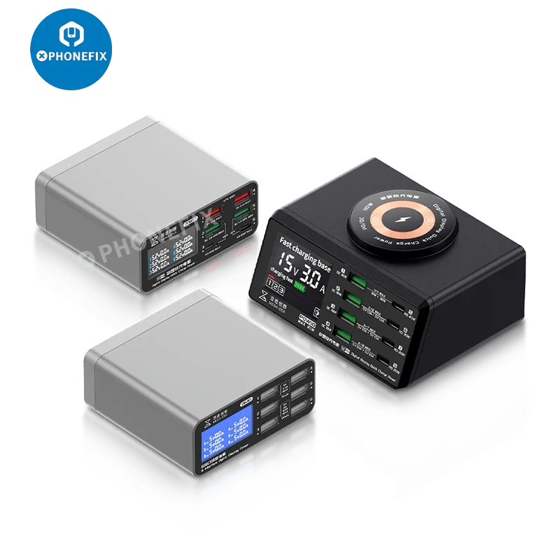 Display multifunzione a cifre, alimentatore da tavolo per ricarica wireless