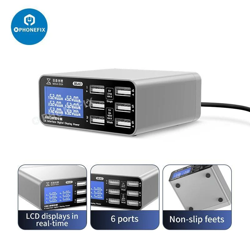 Display multifunzione a cifre, alimentatore da tavolo per ricarica wireless