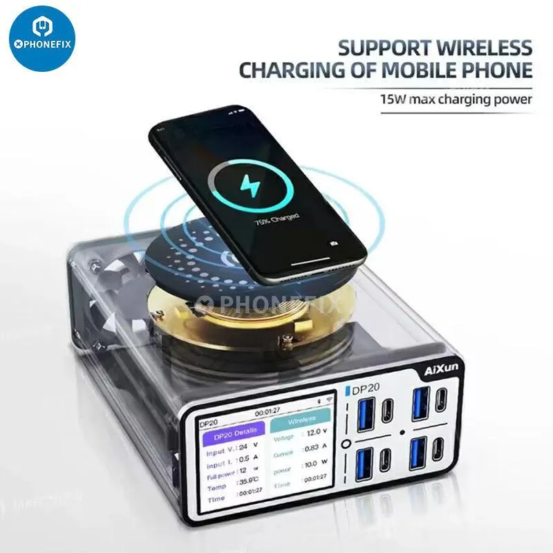 Caricabatterie rapido intelligente da tavolo Aixun DP20 per iPhone Android Tablet