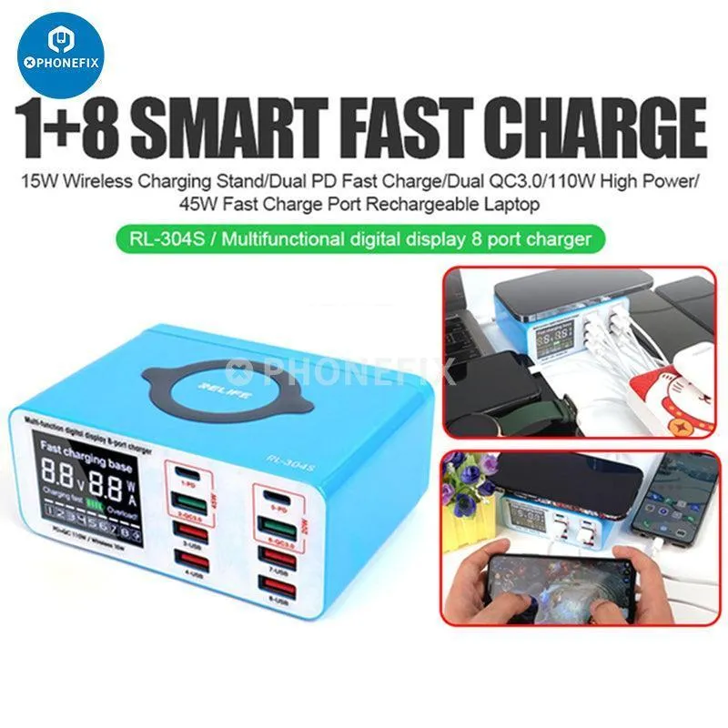 Hub caricabatterie rapido USB multiporta QC 304 RL-3.0P/S per iPhone Android