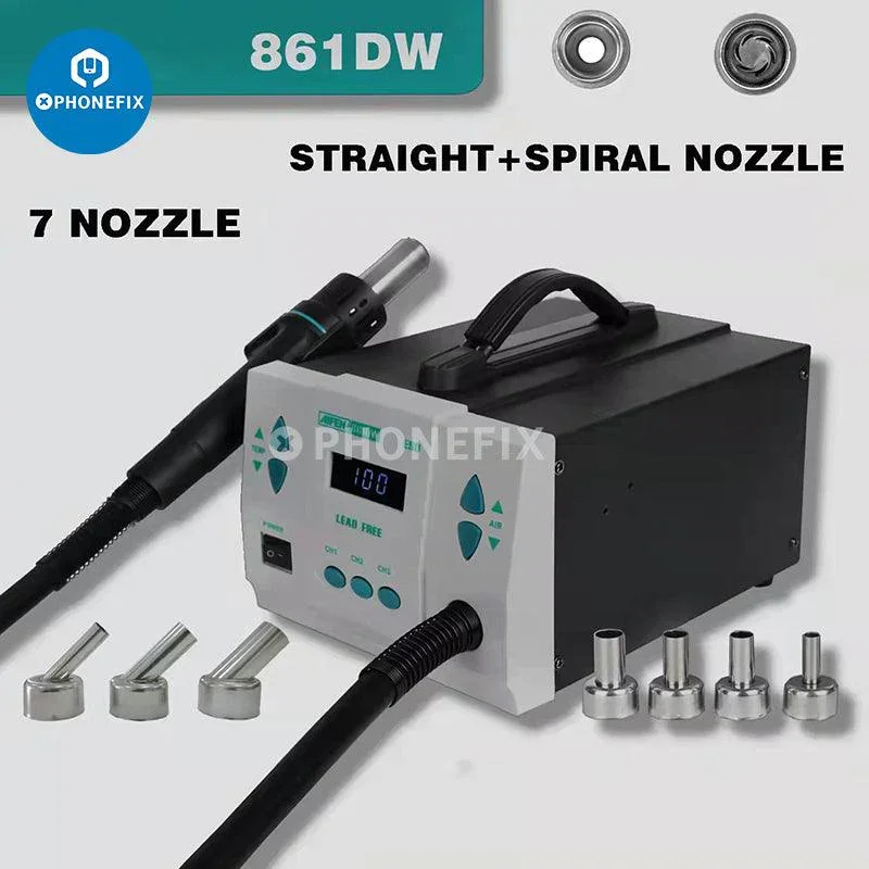 Stazione di rilavorazione BGA con pistola ad aria calda Aifen 861DW da 700 W con 7 ugelli