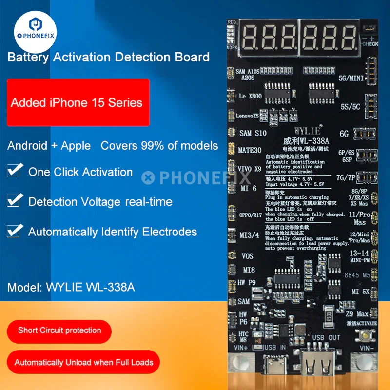 Scheda di attivazione della batteria WL-338A per iPhone 6-15 Pro Max Android