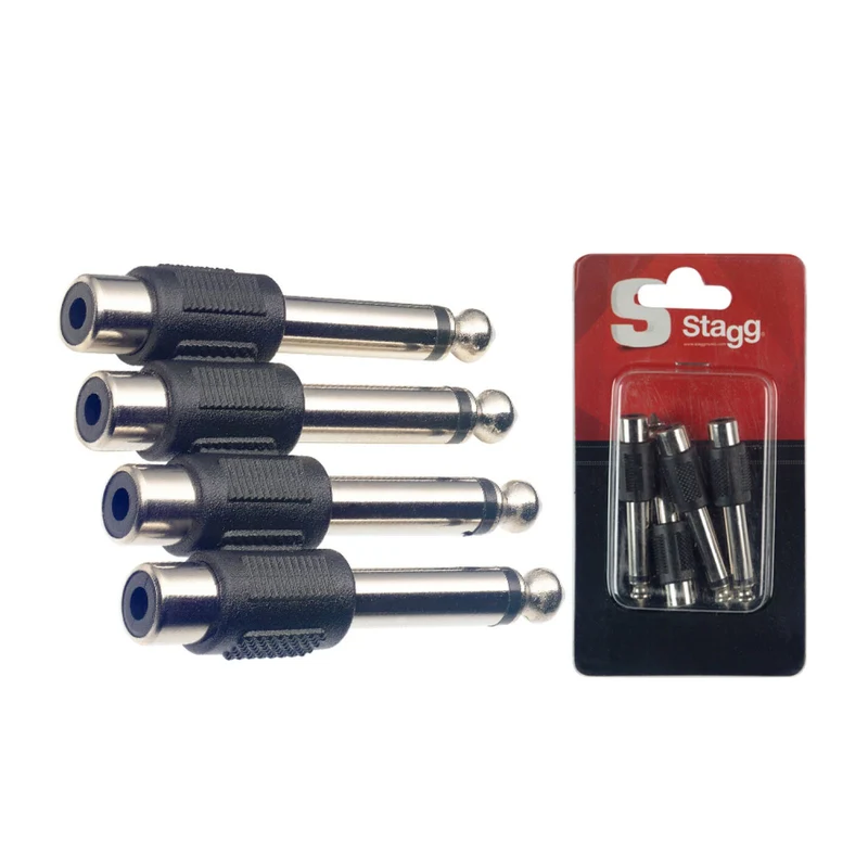 Stagg Male Phono Jack Plug to Female RCA Adaptor (4 Pack)
