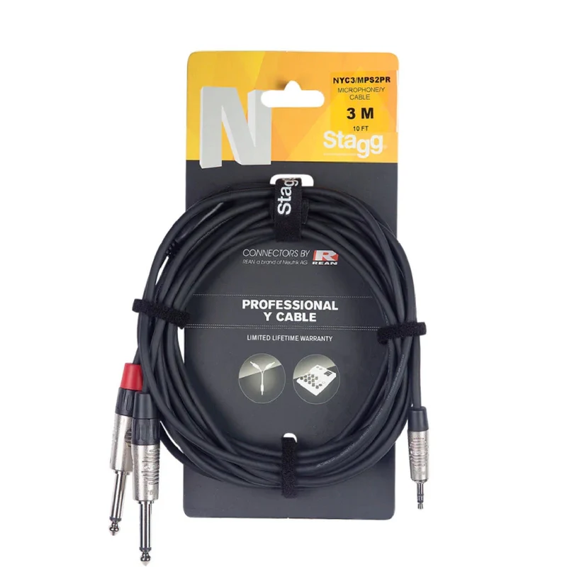 Stagg Stereo Mini Jack to 2 x 1/4" Jack Audio Cable (2m)