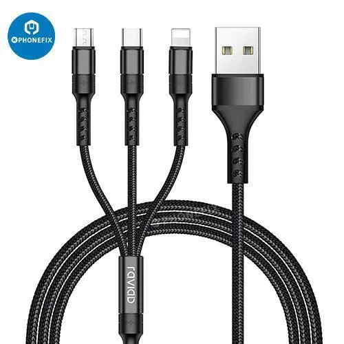 Cavo di ricarica per telefono e tablet Apple Lightning Type-C Micro USB 3 in 1