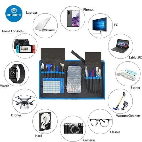 Kit di riparazione professionale per computer portatili, tablet, telefoni elettronici, tutto in uno