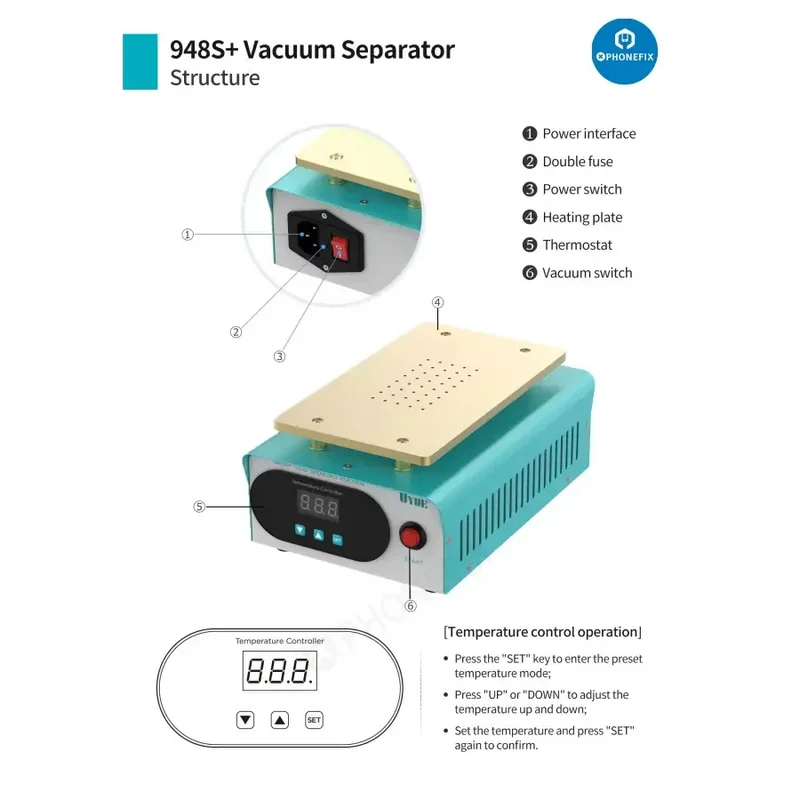 Macchina separatrice preriscaldante per schermo LCD da 948 pollici UYUE 7T S+