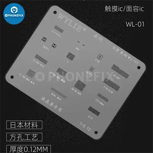 Stencil per reballing BGA LCD IC WYLIE WL-15 per iPhone 6S-12 Pro Max