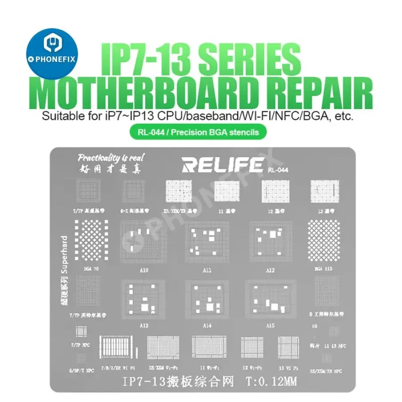 RELIFE RL-044 Stencil di reballing BGA di precisione per iPhone 7-13 Pro Max