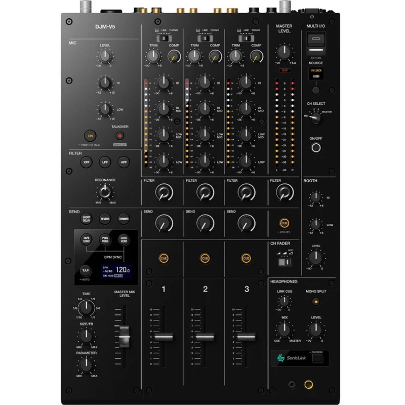 AlphaTheta DJM-V5 3-Channel Compact DJ Mixer w/ Built-In SonicLink Transmitter