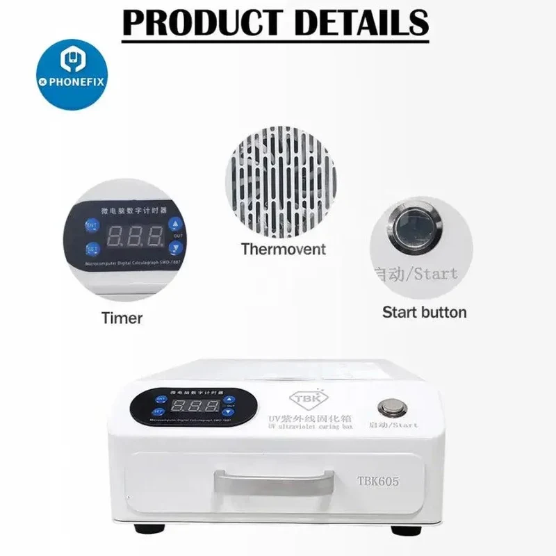 TBK-605 Mini UV Curing Box Oven per macchina di riparazione LCD per telefono