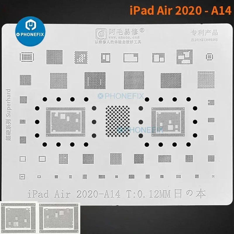 Amaoe Reballing Stencil per la saldatura di chip Nand CPU della serie iPad