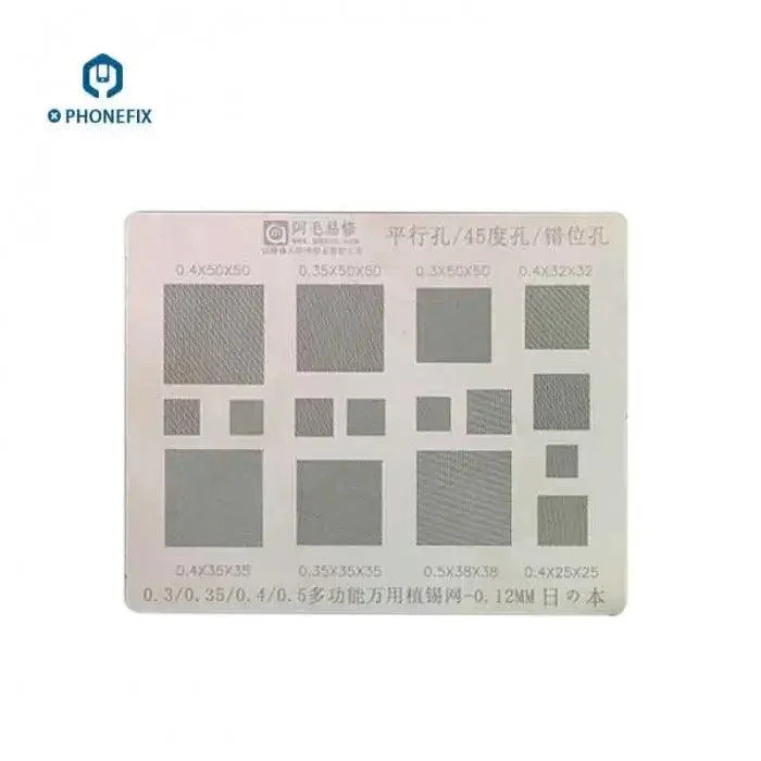 Amaoe 0.3/0.4/0.5 mm Modello stencil per reballing BGA con fori multipli