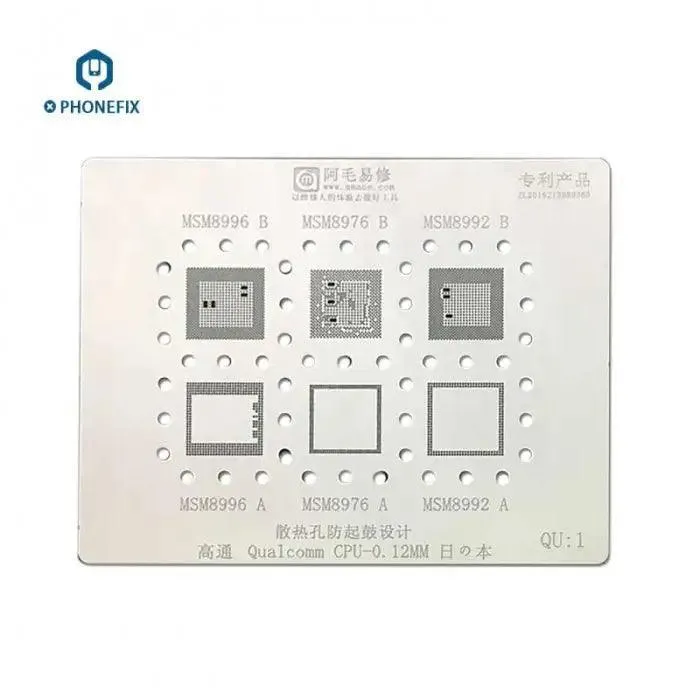 Modello di stencil per reballing BGA CPU serie Qualcomm Qu1234 MSM