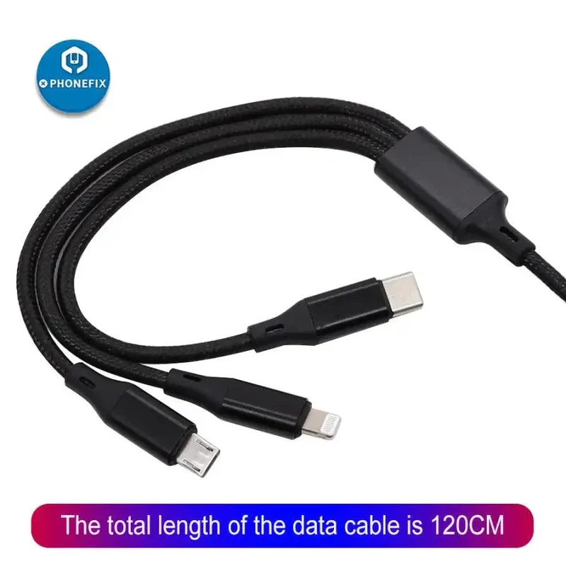 Cavo di ricarica USB Micro Type-C 3 in 1 Cavo di sincronizzazione dati in metallo e nylon