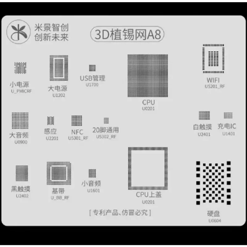 Piastra stencil in acciaio MJ 3D BGA Reballing per iPhone 6-13PM