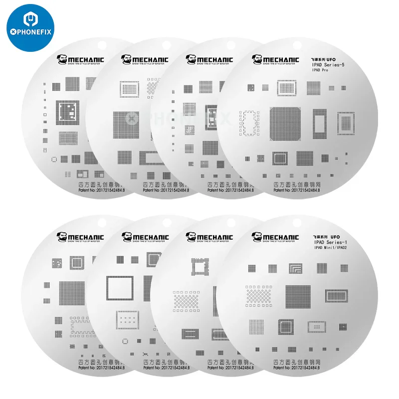Meccanico UFO Foro Arrotondato per Apple iPad Set di Stencil Compositi