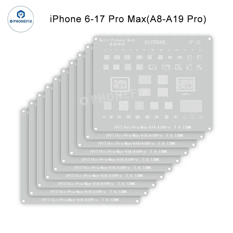 Modello di stencil per reballing BGA argento per iPhone 6-17 Pro Max