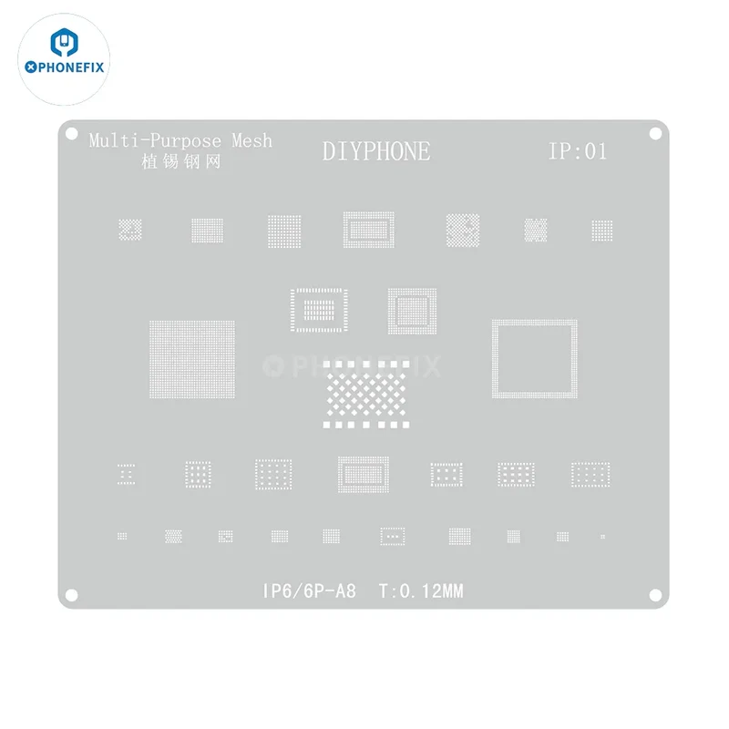 Modello di stencil per reballing BGA argento per iPhone 6-17 Pro Max