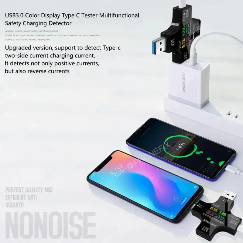 Tester USB Type-C 2 in 1, 4 porte, multimetro, rilevatore di tensione e corrente