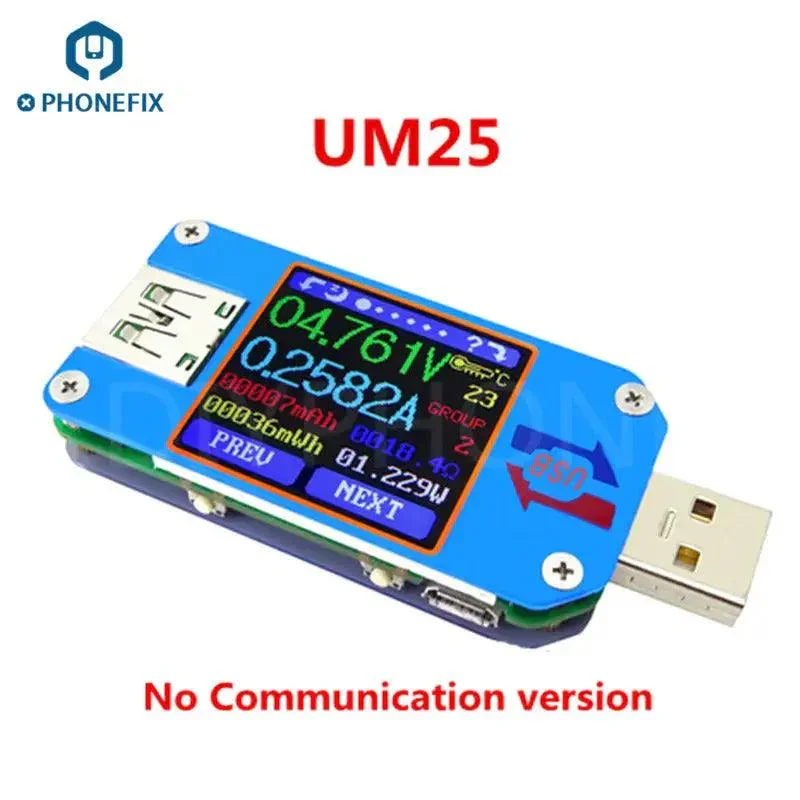 UM25 USB + Display LCD di tipo C Misuratore di potenza Mini multimetro USB