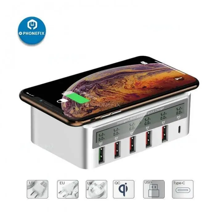Stazione di ricarica USB 3.0 rapida multiporta di tipo C Hub di ricarica wireless