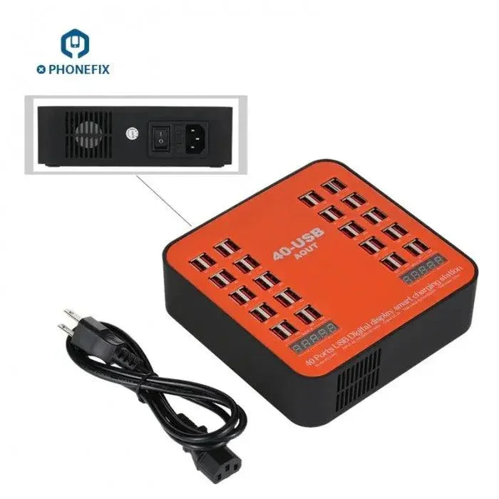 Stazione di ricarica multiporta USB Hub 200W 40A Hub di ricarica a 40 porte