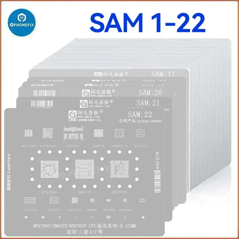 Modello di stencil Reballing Amaoe BGA per Samsung SAM1-SAM 22