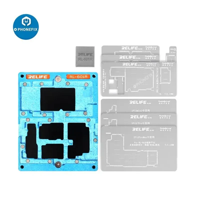 Kit di reballing del telaio centrale 601 in 10 RELIFE RL-1R per iPhone X-12 Pro Max