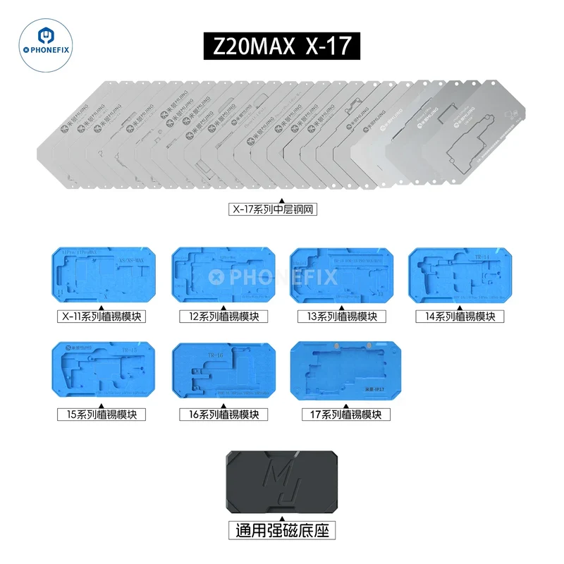 Piattaforma di reballing del telaio centrale Mijing Z20 Max/Pro per iPhone X-17 Pro Max