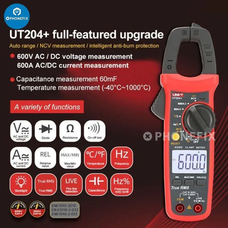 UT202/3/4A Multimetro Digitale DC AC Digitale Temperatura Pinza Misuratrice