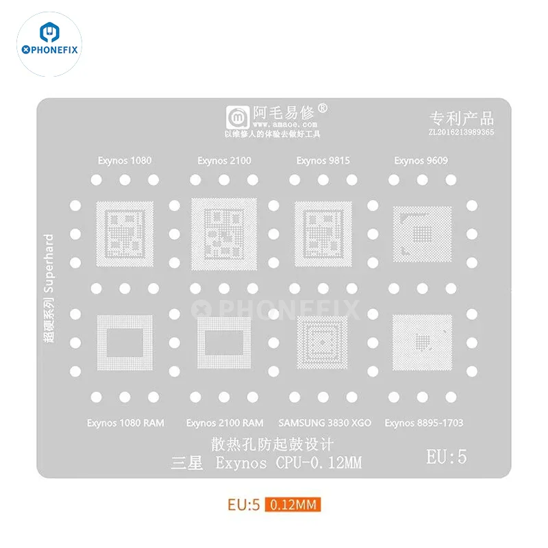 Stencil Reballing Amaoe BGA per SAMSUNG Exynos EU1 EU2 EU3