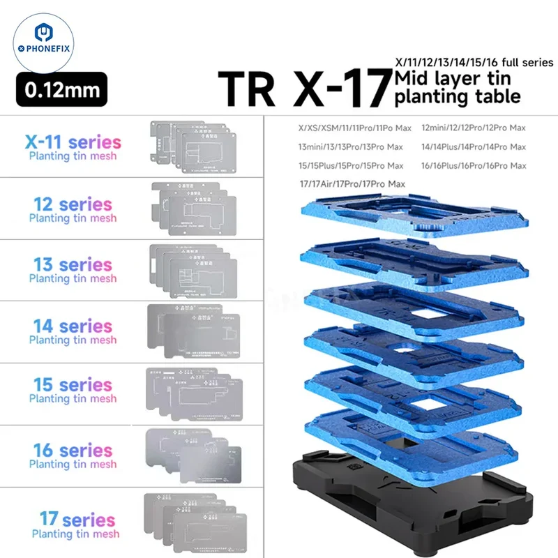 Piattaforma di latta per impianto BGA con telaio centrale XZZ TR per iPhone X-17 Pro Max