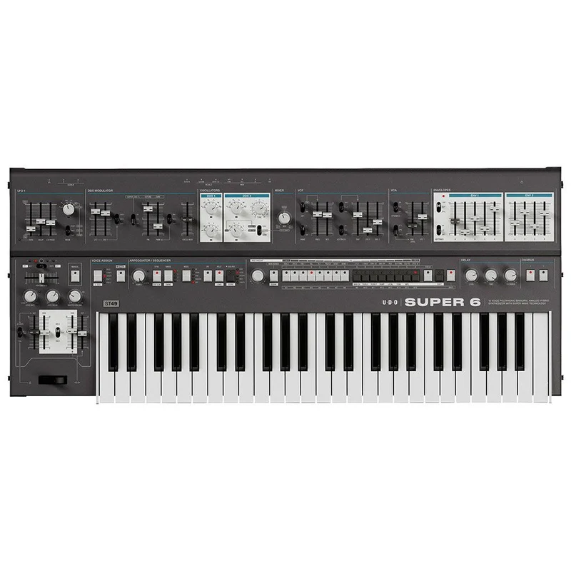 UDO Audio Super 6 ST49 Polyphonic Analog-Hybrid Synth w/ Aftertouch Keyboard (Black)