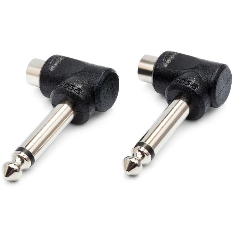 Hosa GPR123 Right-Angle Adapters RCA to 1/4 in TS 2-Pack