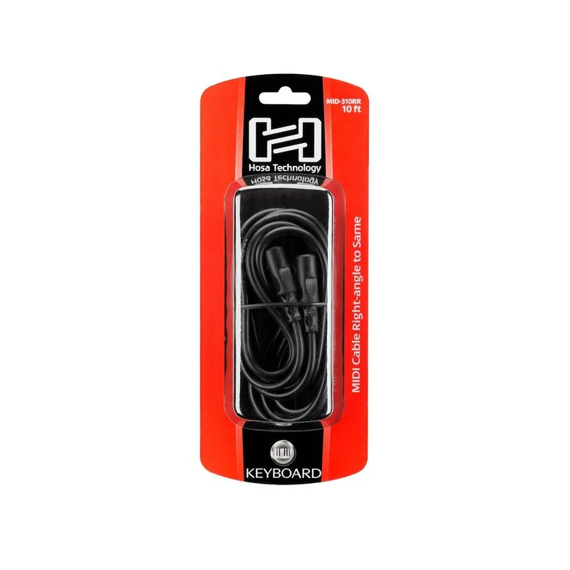 Hosa MID310RR Right-Angle MIDI Cable Right-Angle 5-pin DIN to Same (10 ft)