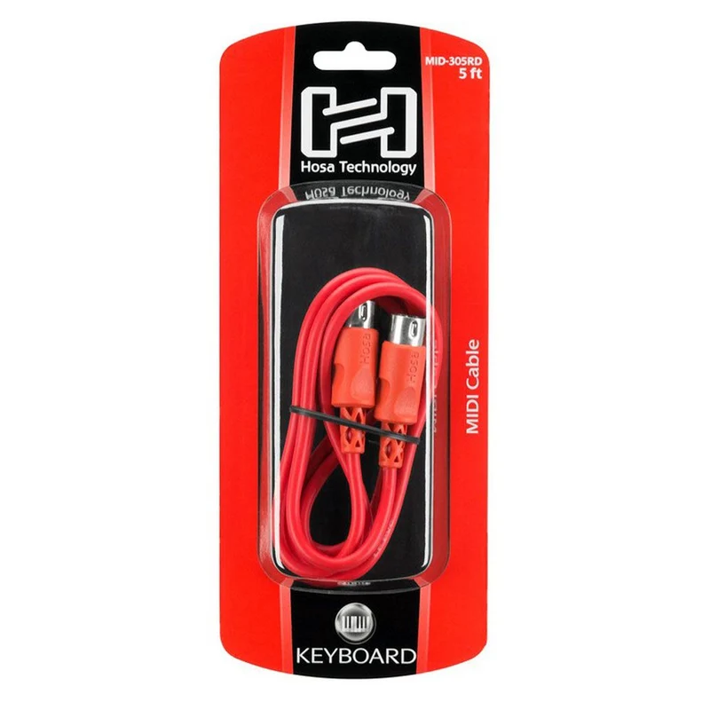 Hosa MID305RD MIDI Cable 5-pin DIN to Same (5 ft)