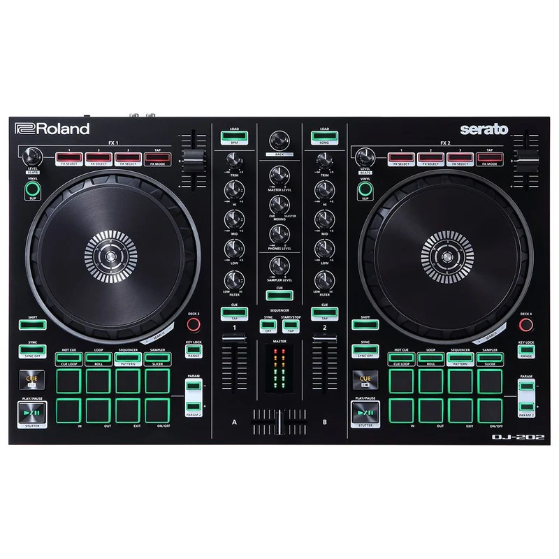 Roland DJ202 Serato DJ Intro Controller w/ Large Platters Optimized for Scratching