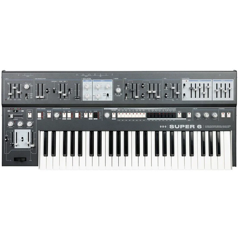 UDO Audio Super 6 12-Voice Polyphonic Analog-Hybrid Synth w/ FM & Wavetable (Grey)