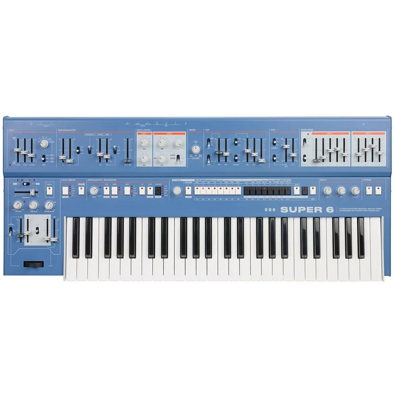 UDO Audio Super 6 12-Voice Polyphonic Analog-Hybrid Synth w/ FM & Wavetable (Blue)