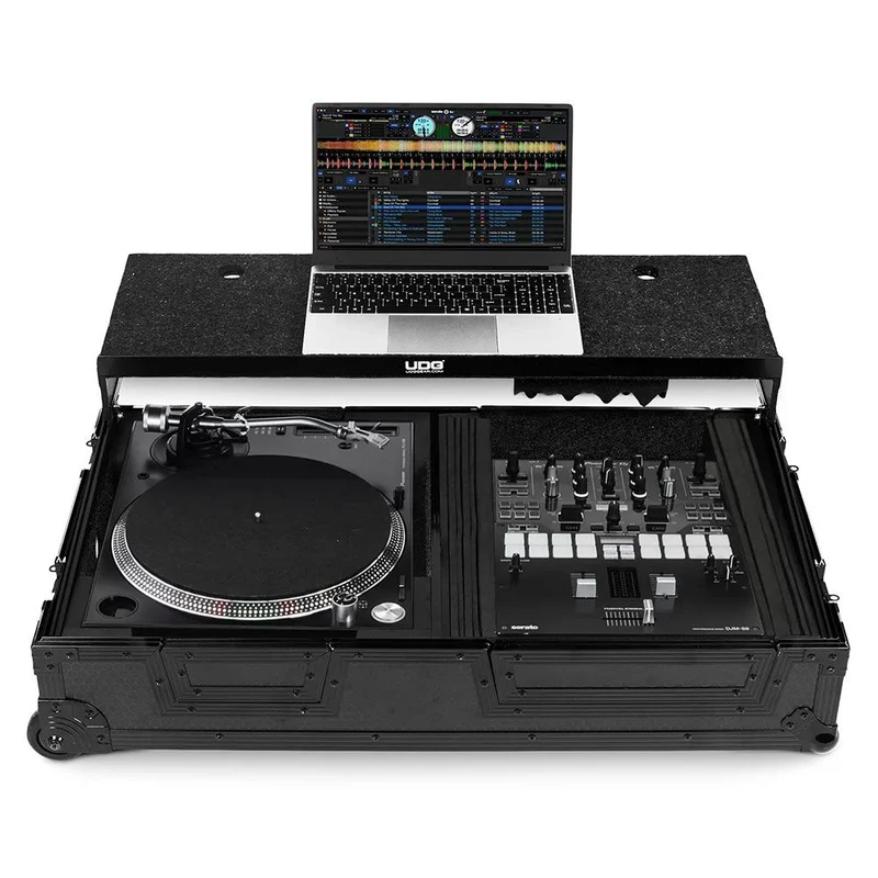 UDG Ultimate Flight Case Turntable Battle PLX-CRSS12 & 10"/12" Mixer w/Wheels (Black)
