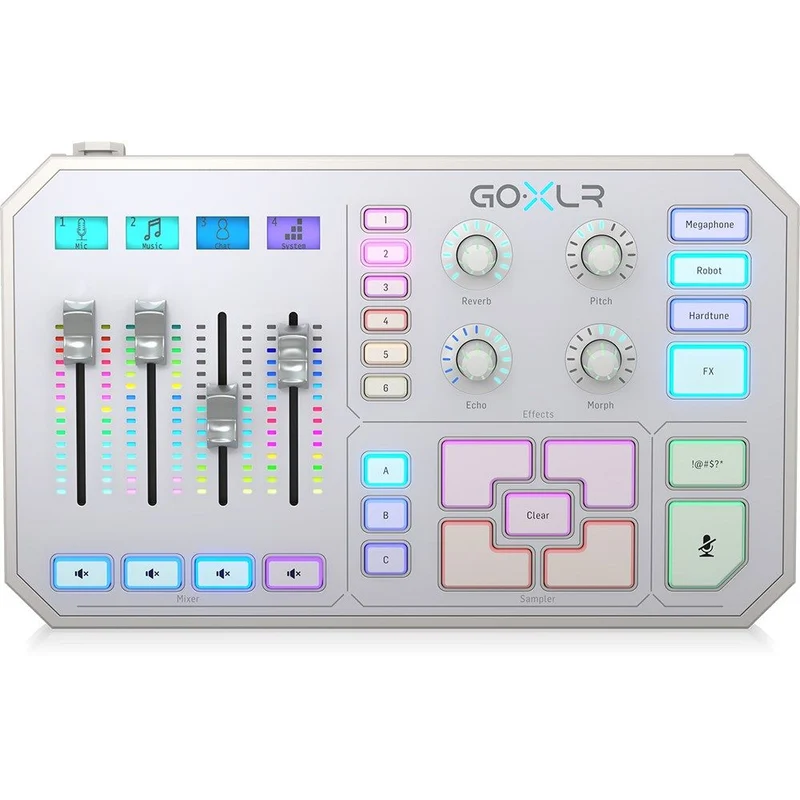 TC Helicon Go XLR 4-Channel Broadcast Mixer w/ Motorized Faders & FX (White)