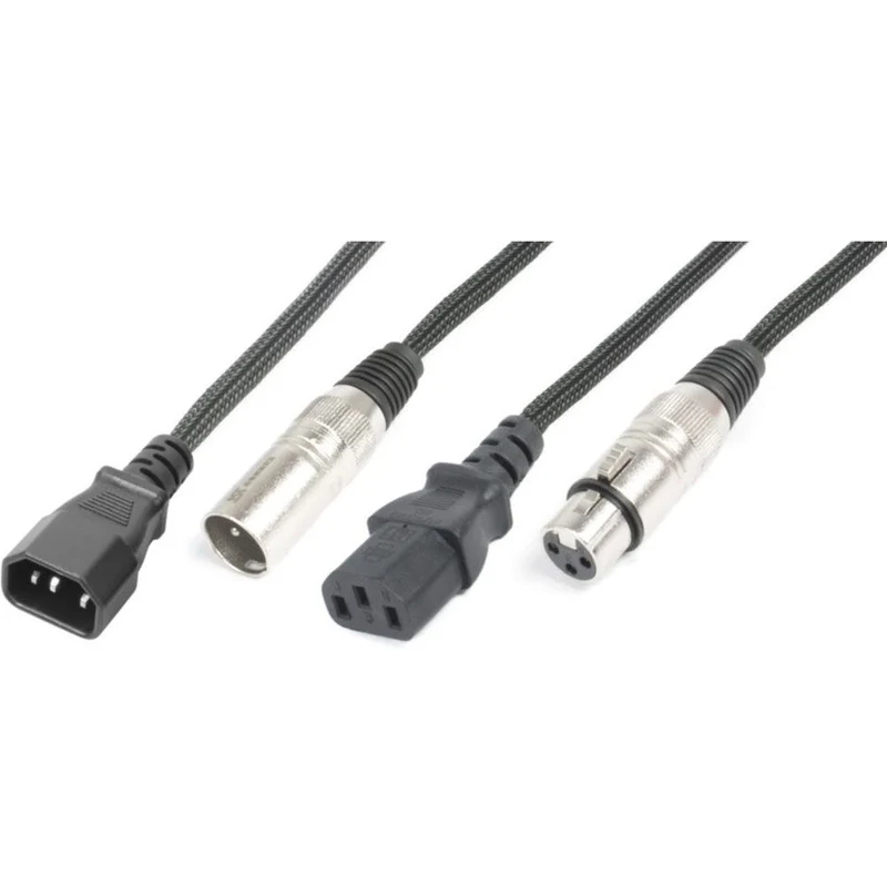 Power Dynamics 176741 Light Combo Cable IEC M XLR M IEC F XLR F 5m