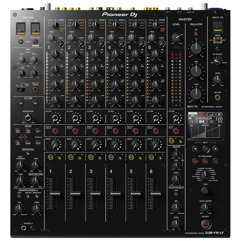 Pioneer DJMV10LF 6-Channel Professional DJ Mixer w/ Long Throw Faders