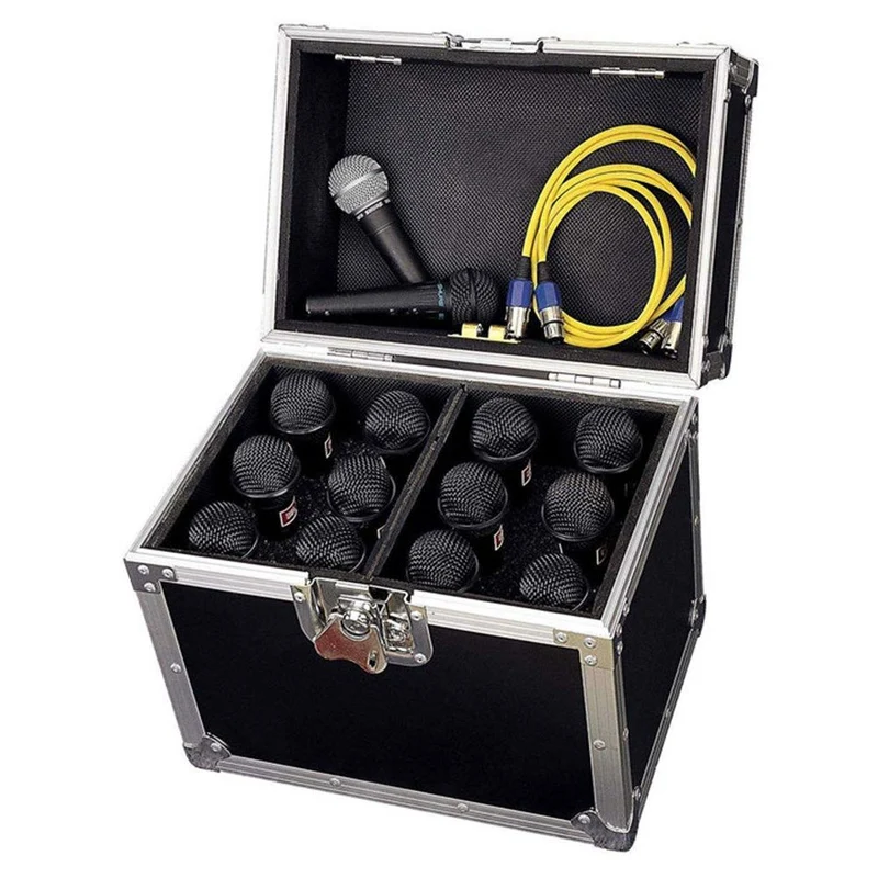 Road Ready RRM12S Mic Case for 12 Mics w/ Storage Compartment