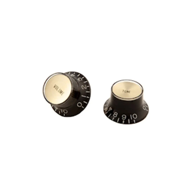 Gibson Top Hat Knobs w/ Gold Metal Insert - 4-Pack (Black)