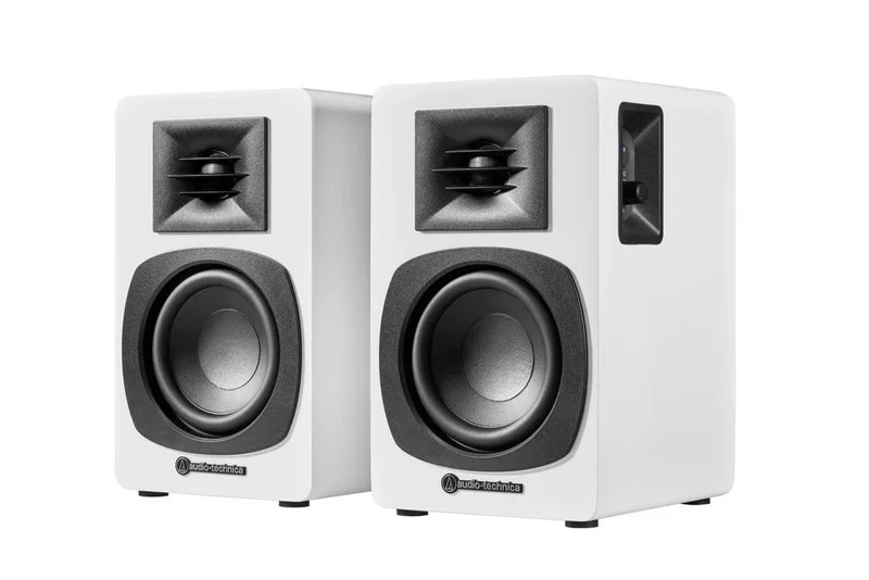 Audio Technica SP3X Powered Bookshelf Speakers (White) w/ Bluetooth (Pair)