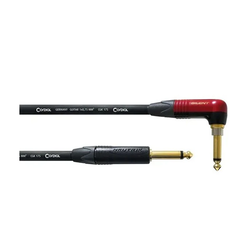 Cordial Neutrik Transparent Instrument Cable w/ Right Angle Silent Plug (6m)