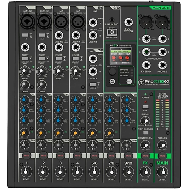Mackie PROFX10GO 10-Channel Battery Powered Mixer w/ Bluetooth & USB Interface